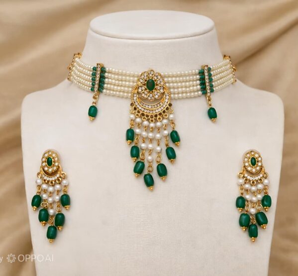 Emerald Pearl Kundan Choker Set