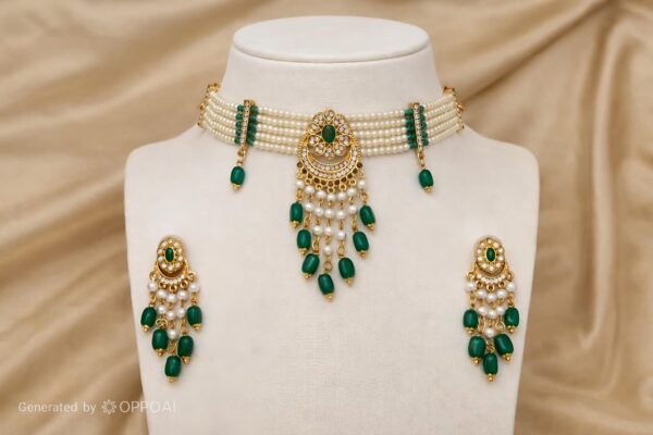 Emerald Pearl Kundan Choker Set