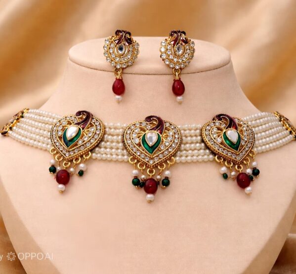 Traditional Kundan Pearl Choker Set