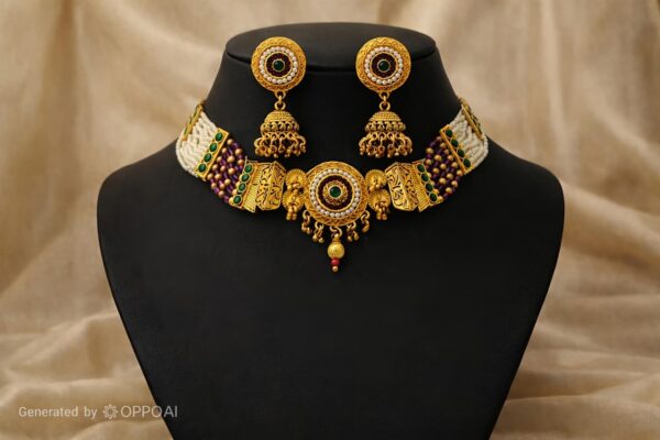 Temple Pearl Kundan Choker Set