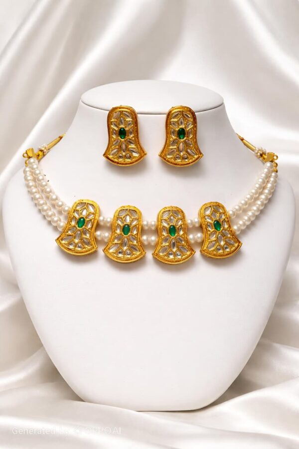 Emerald Polki Pearl Choker Set