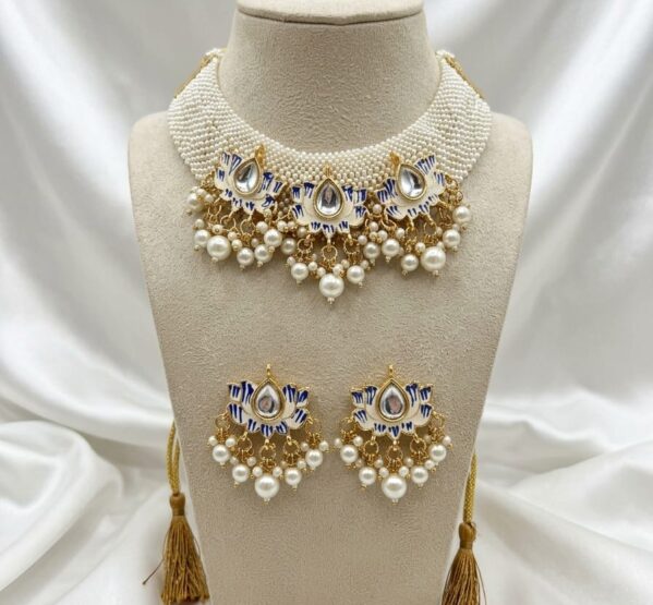 White Pearl Meenakari Kundan Choker Set