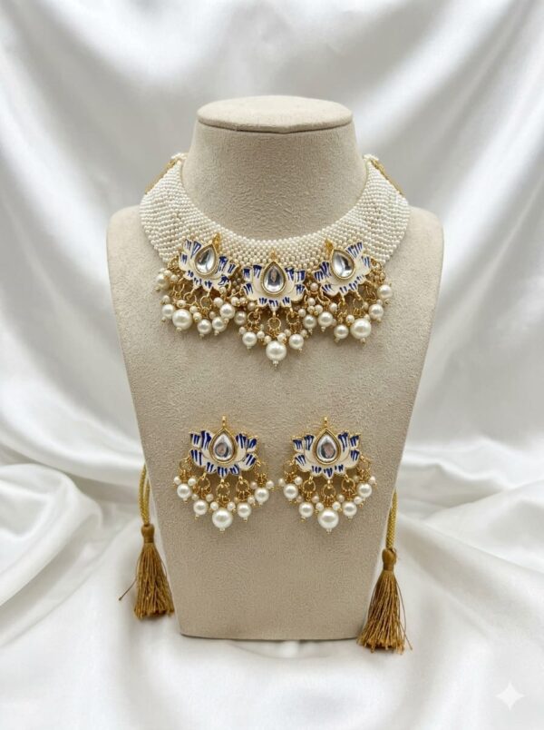 White Pearl Meenakari Kundan Choker Set