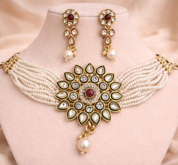 Royal Pearl Kundan Statement Choker Set