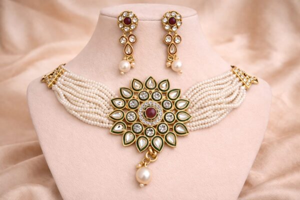 Royal Pearl Kundan Statement Choker Set