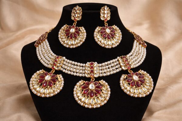 Royal Ruby Kundan Pearl Bridal Choker Set