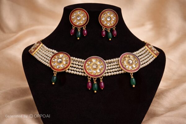 Royal Pearl Kundan Disc Choker Set