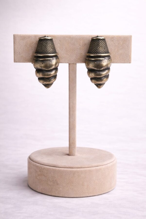 Vintage German Silver Cone Stud Earrings