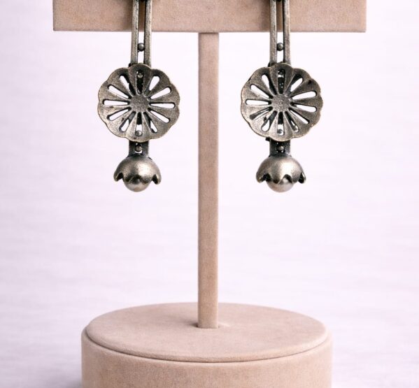 Pearl Bloom German Silver Drop Earrings