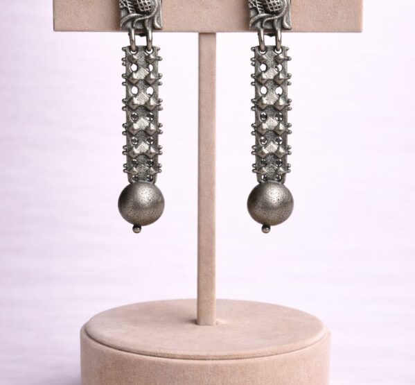 Peacock Trail German Silver Drop Earrings
