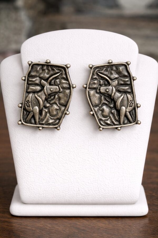 Tribal Deer Motif Stud Earrings