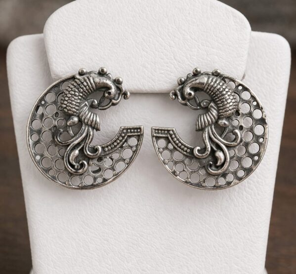 Peacock Crescent Stud Earrings
