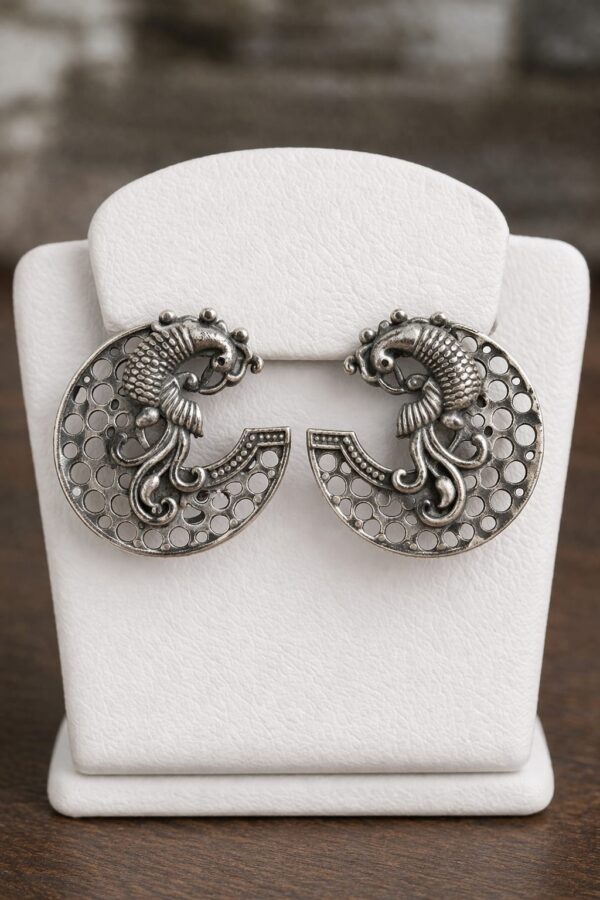 Peacock Crescent Stud Earrings