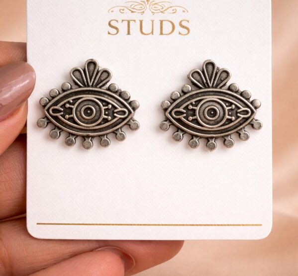 Evil Eye Motif Stud Earrings