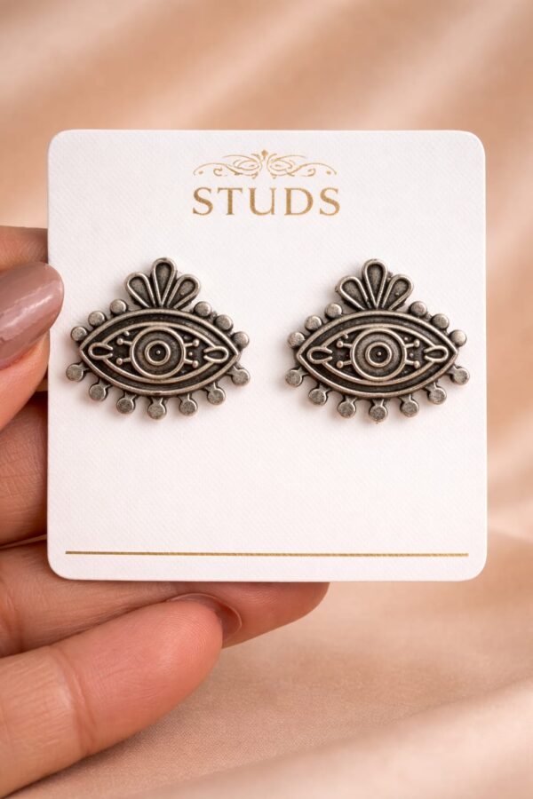 Evil Eye Motif Stud Earrings