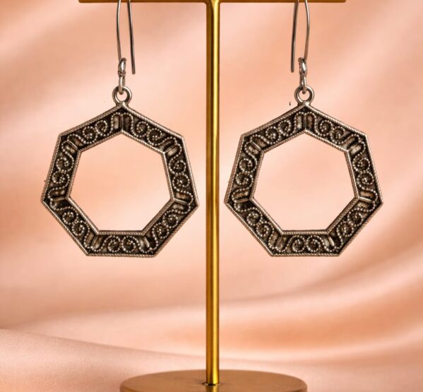 Hexagon Pattern Dangler Earrings