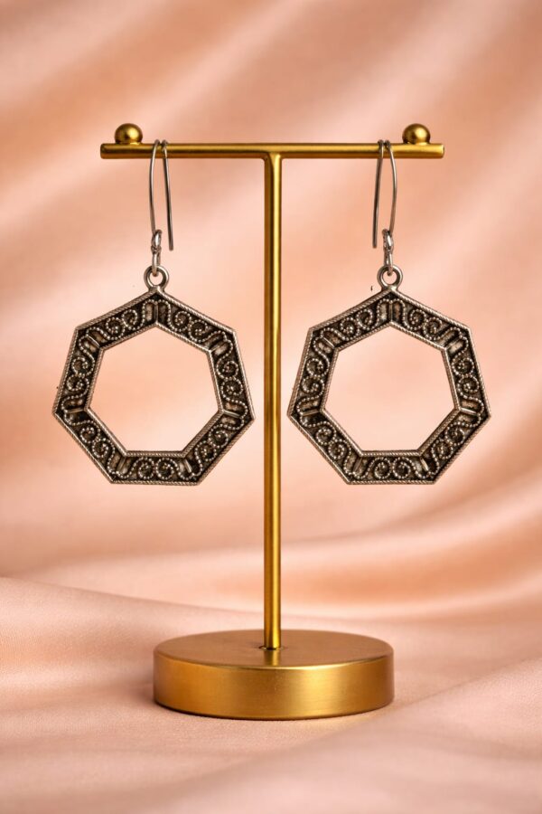 Hexagon Pattern Dangler Earrings