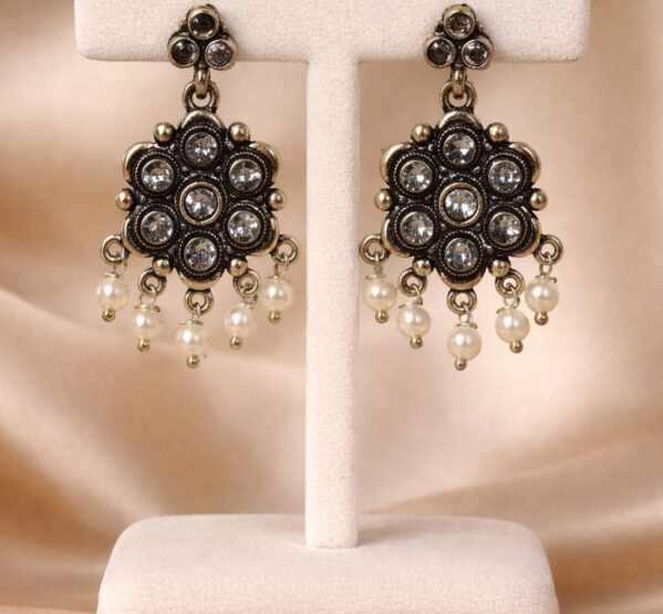 Antique Floral Pearl Drop Earrings