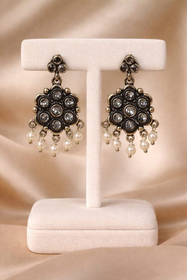 Antique Floral Pearl Drop Earrings