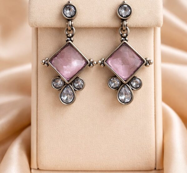 Blush Pink Stone Statement Earrings