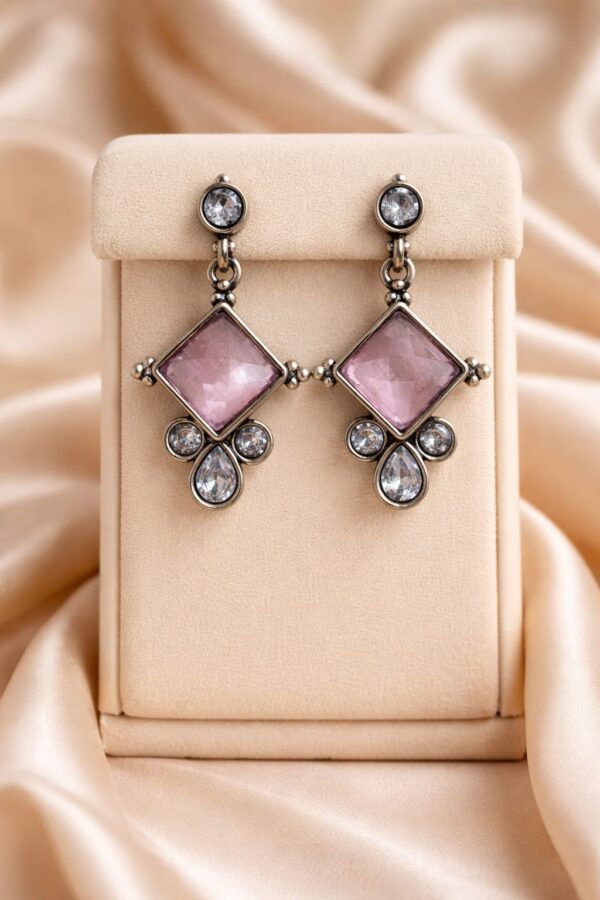 Blush Pink Stone Statement Earrings