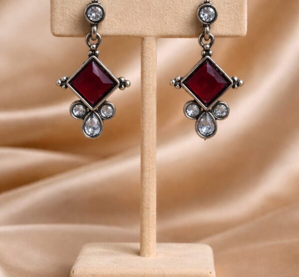 Ruby Square Drop Earrings