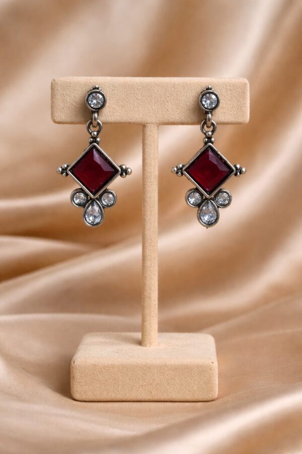 Ruby Square Drop Earrings