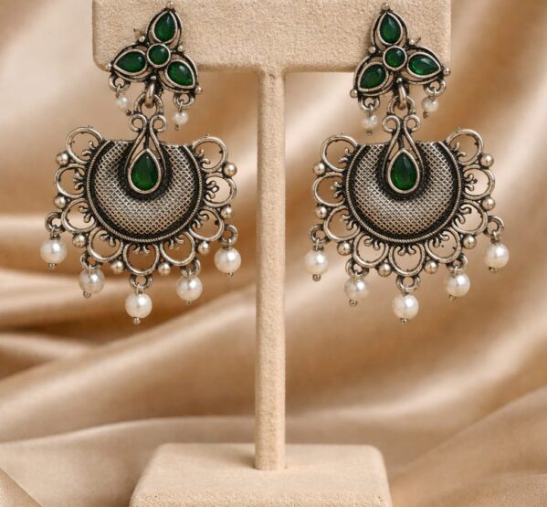 Emerald Bloom Chandbali Earrings