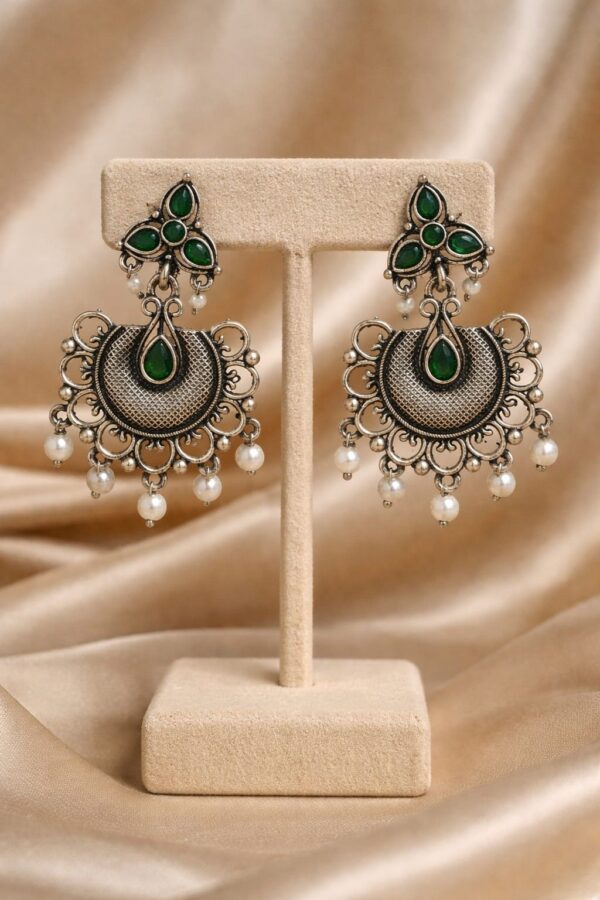 Emerald Bloom Chandbali Earrings