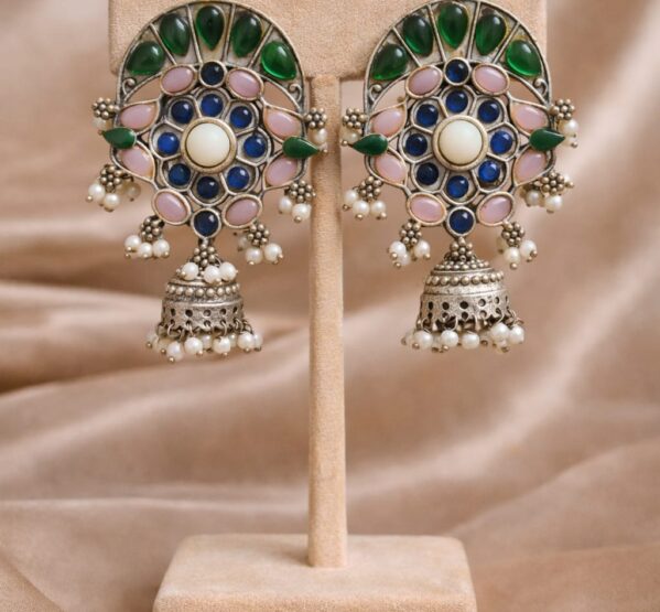 Multicolor Peacock Jhumka Earrings