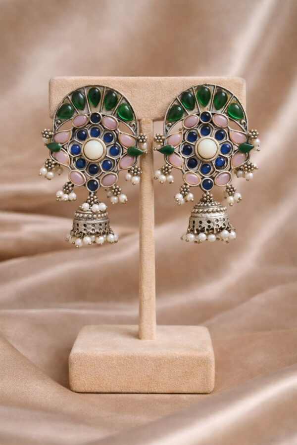 Multicolor Peacock Jhumka Earrings