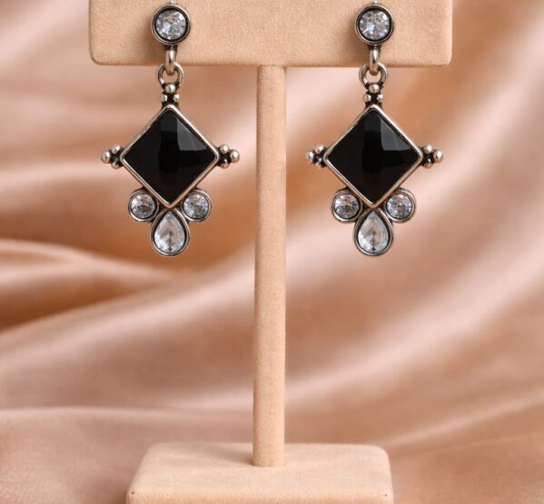 Black Crystal Square Drop Earrings