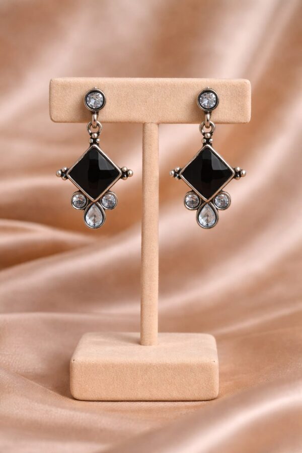 Black Crystal Square Drop Earrings