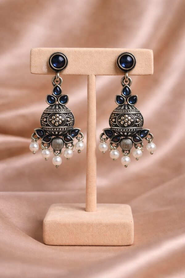 Royal Blue Jhumka Pearl Earrings