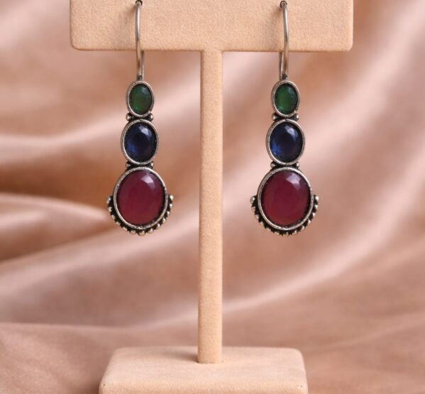Tricolor Gemstone Drop Earrings