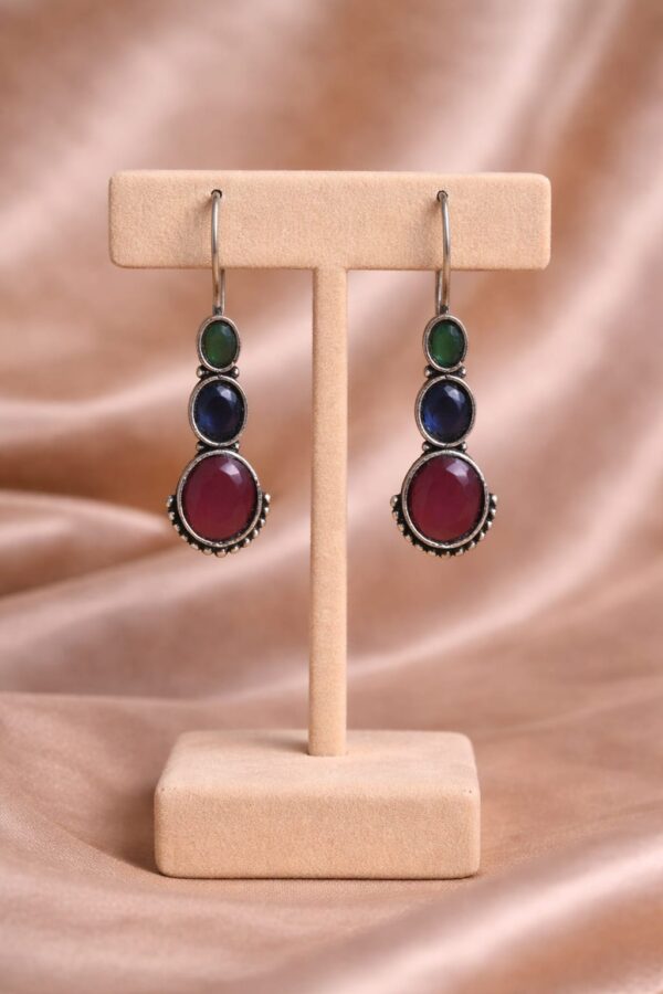 Tricolor Gemstone Drop Earrings