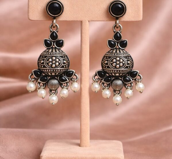 Midnight Black Jhumka Earrings