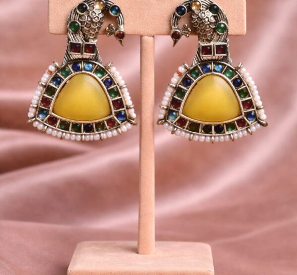 Multicolor Peacock Chandbali Earrings