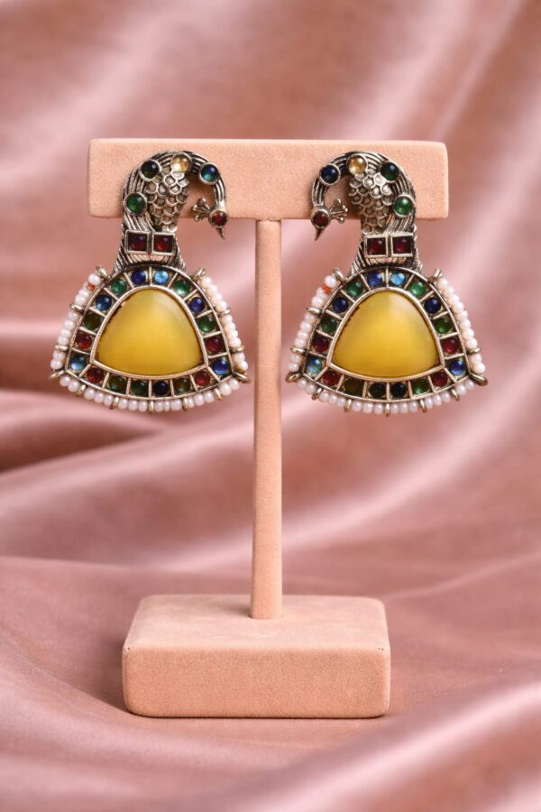 Multicolor Peacock Chandbali Earrings