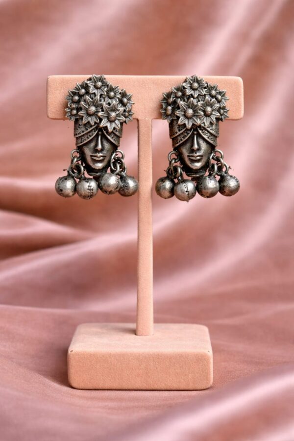 Tribal Face Oxidised Statement Earrings
