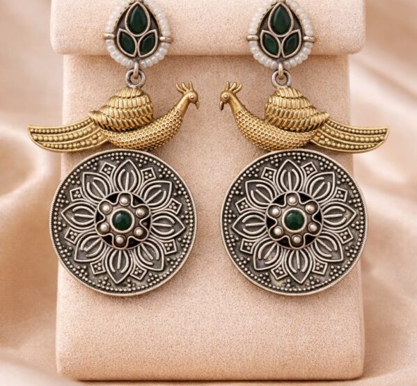 Peacock Floral Statement Earrings