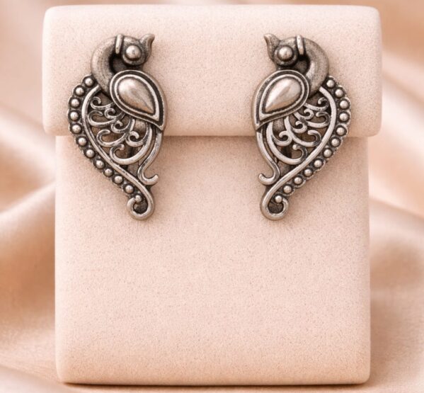 Vintage Peacock Paisley Stud Earrings