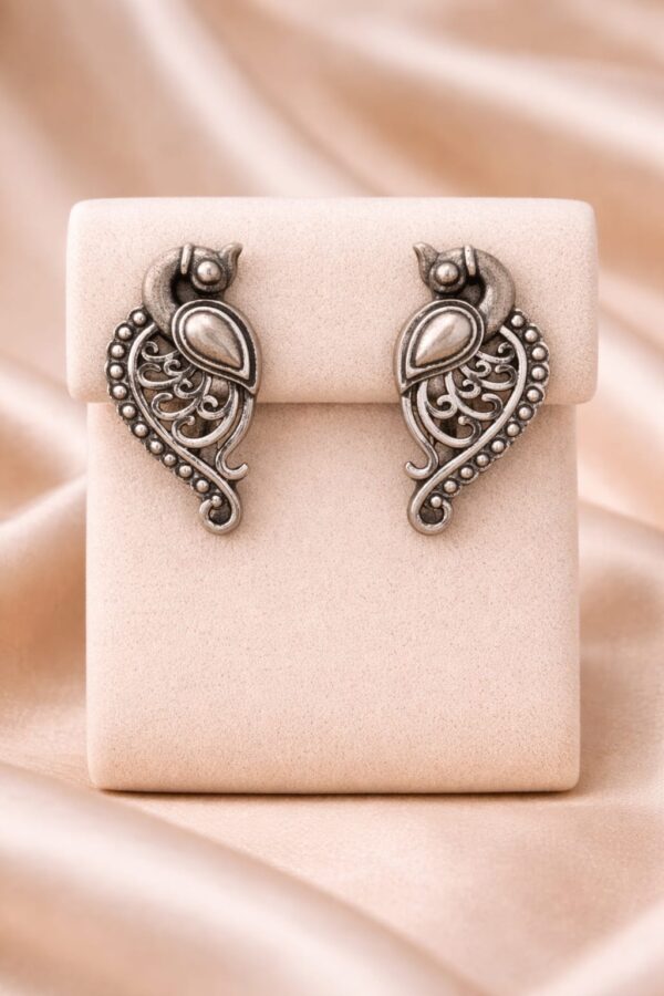 Vintage Peacock Paisley Stud Earrings