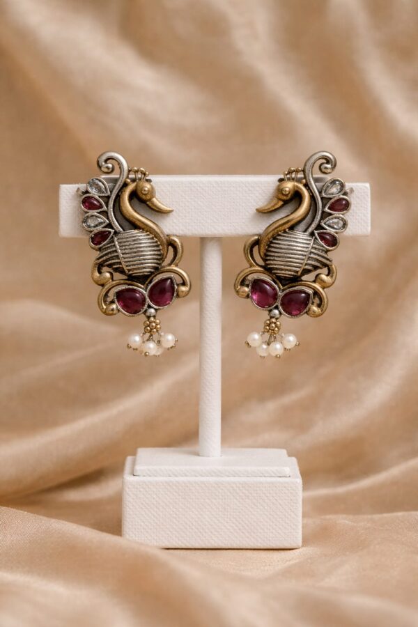 Ruby Peacock Stud Side Earcuffs