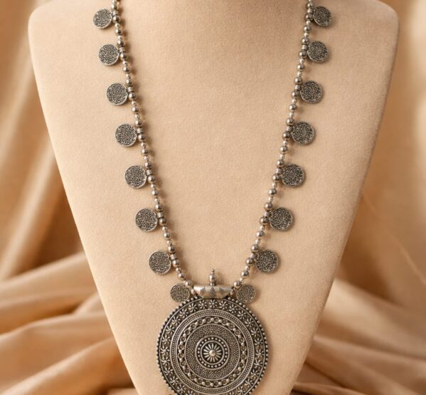 Antique Coin Long Statement Necklace