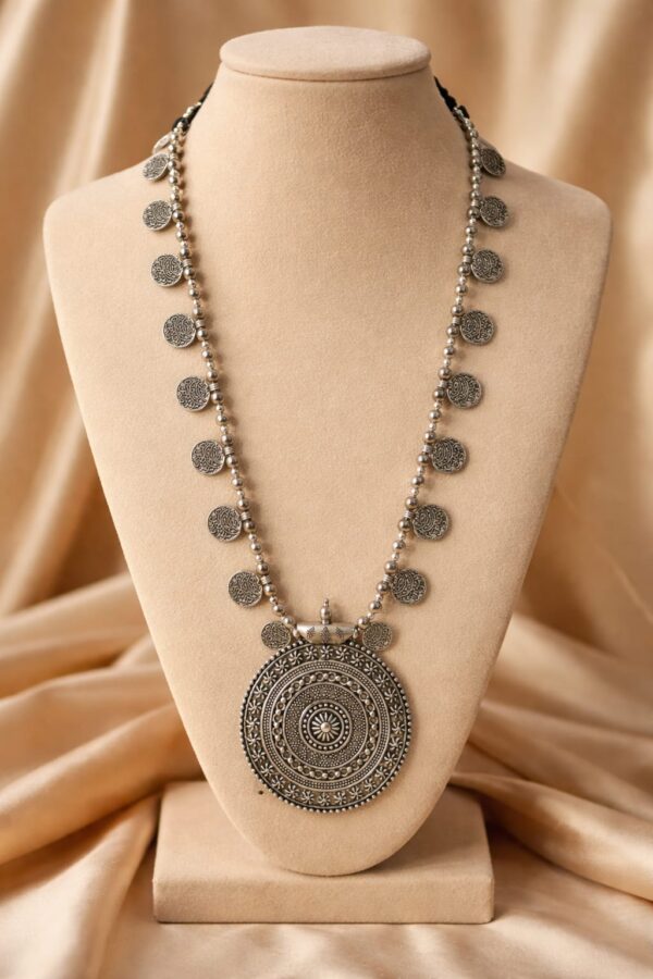 Antique Coin Long Statement Necklace