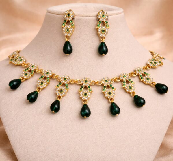 Emerald Drop Kundan Necklace Set