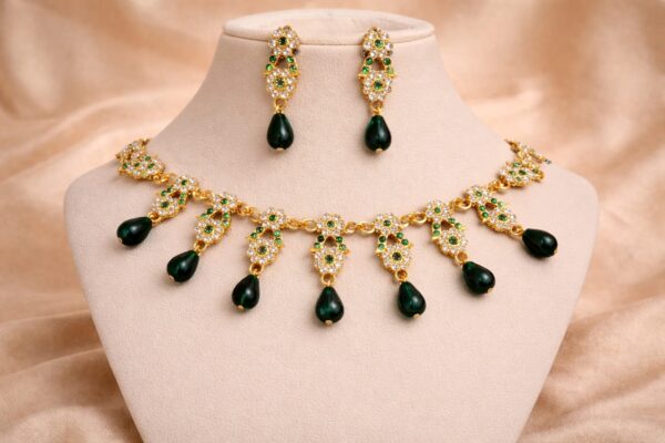 Emerald Drop Kundan Necklace Set