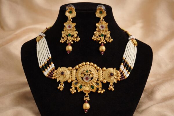 Temple Heritage Gold Beaded Necklace Set
