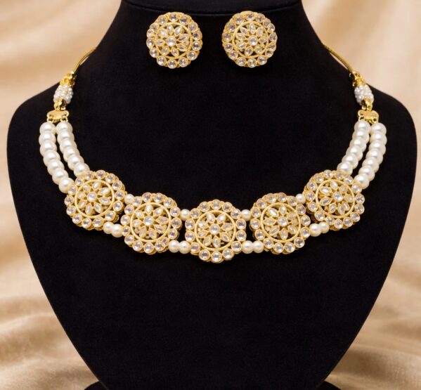 Classic Pearl Floral Choker Set